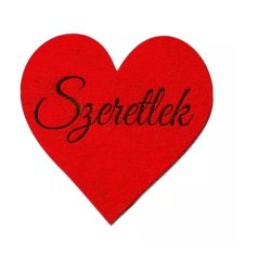   "Szeretlek" feliratos gravírozott fa szívecske - Piros - 5 cm 