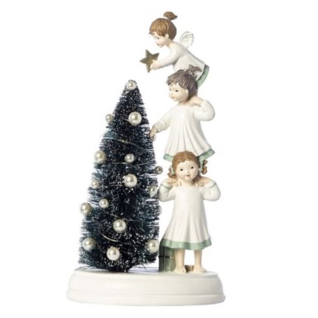 Karácsonyfa angyalokkal LED-es - 30 cm