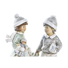 Karácsonyi fiú-lány fenyőfával - 12x8x12 cm