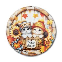  Nyomtatott fatábla - Isten hozott - Cica - 13 cm