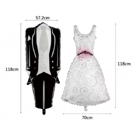Esküvői pár lufi menyasszony és vőlegény - 70 cm