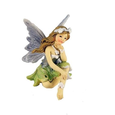 Tündér figura ülő - Zöld - 7x8 cm
