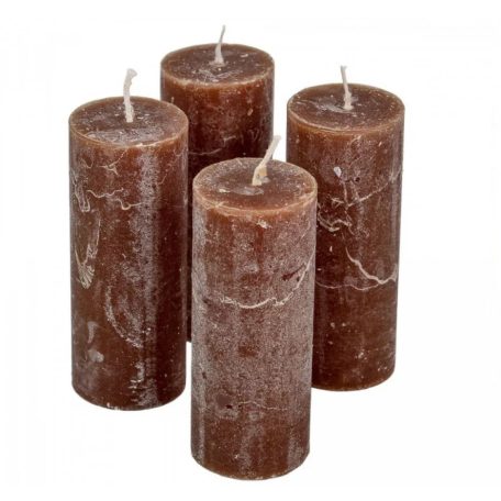 Rusztikus gyertya - Barna - 10x4 cm - 4 db/csomag