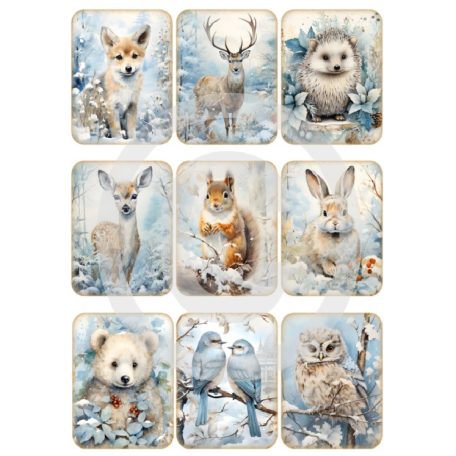 Rizspapir - A4 - Karácsony - Állatok - R4804 - Raktáron