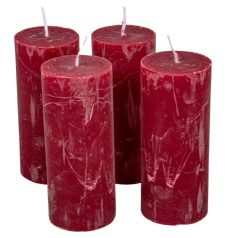 Rusztikus gyertya - Bordó - 12x5 cm - 4 db/csomag