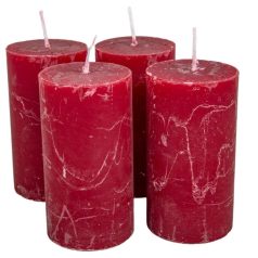 Rusztikus gyertya - Bordó - 9x5 cm - 4 db/csomag