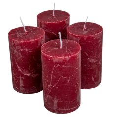 Rusztikus gyertya - Bordó - 10x6 cm - 4 db/csomag