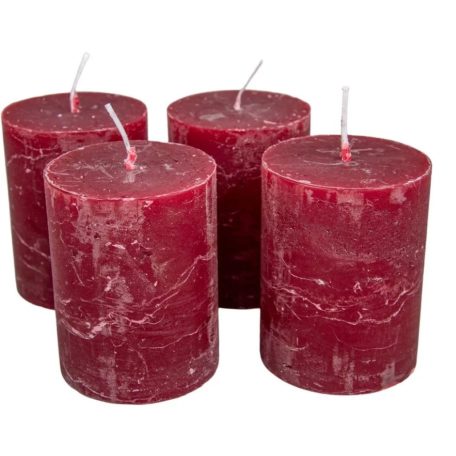 Rusztikus gyertya - Bordó - 8x6 cm - 4 db/csomag