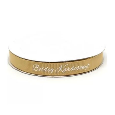 Ripsz szalag - Boldog karácsonyt - Arany - 1,5 cm - 18,2 méter 