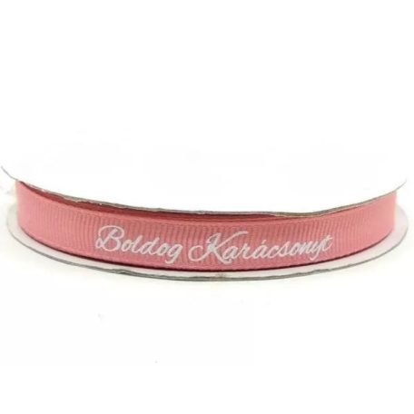 Ripsz szalag - Boldog karácsonyt - Rózsaszín - 1,5 cm - 18,2 méter