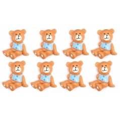    Öntapadós kék ruhás maci figura - 3x3,5 cm - 8 db/csomag 