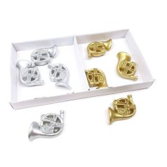    Arany-ezüst öntapadós - trombita - 8 db/csomag, 3,5x3,5 cm 