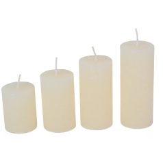   Rusztikus lépcsős henger gyertya - Ivory - 4 cm - 4 db-os szett 