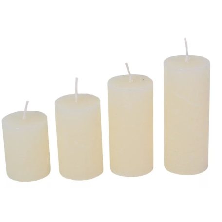 Rusztikus lépcsős henger gyertya - Ivory - 4 cm - 4 db-os szett 