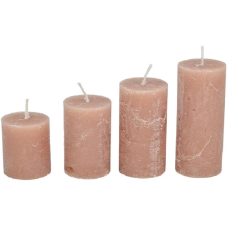   Rusztikus lépcsős henger gyertya - Világos barna - 4 cm - 4 db/csomag