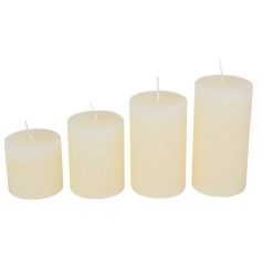   Rusztikus lépcsős henger gyertya - Ivory - 6 cm - 4 db-os szett 
