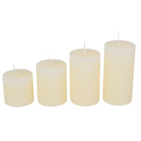 Rusztikus lépcsős henger gyertya - Ivory - 6 cm - 4 db-os szett 