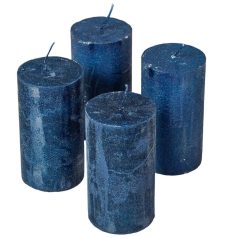   Rusztikus metál gyertya - Sötétkék - 9x5 cm - 4 db/csomag