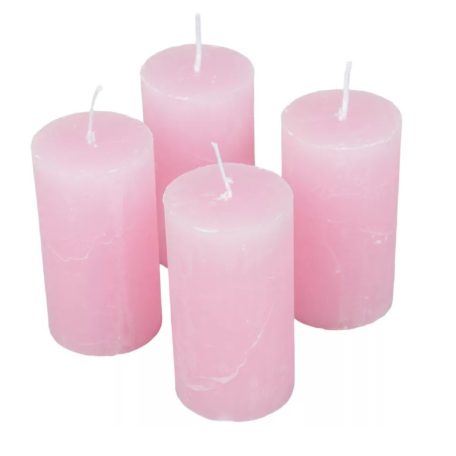 Rusztikus metál gyertya - Rózsaszín - 50x90 mm - 4 db/csomag 