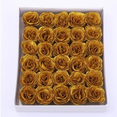 Szappanrózsa - Glitteres arany  - 6 cm - 30 db/csomag