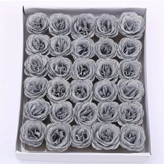 Szappanrózsa - Glitteres ezüst  - 6 cm - 30 db/csomag