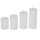 Rusztikus lépcsős henger gyertya - Fehér - 4 cm - 4 db/csomag