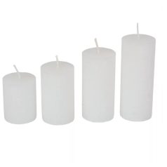   Rusztikus lépcsős henger gyertya - Fehér - 4 cm - 4 db/csomag