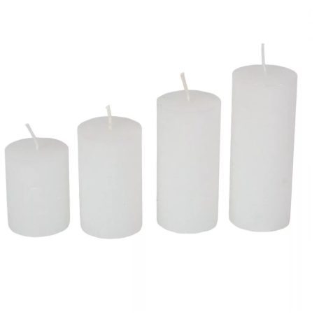 Rusztikus lépcsős henger gyertya - Fehér - 4 cm - 4 db/csomag