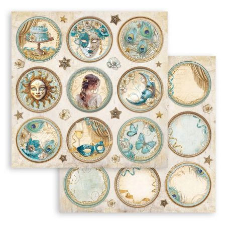 Stamperia scrapbook papír - Masquerade rounds - 2 oldalas - 31,5x30,5 cm
