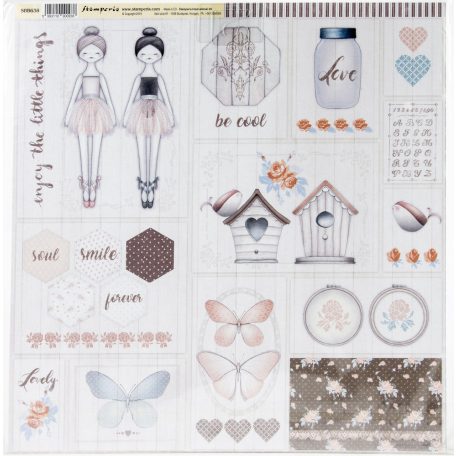 Stamperia scrapbook papír - Pink Soul - 2 oldalas - 31,5 x 30,5 cm - SBB-638