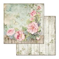   Stamperia scrapbook papír - Fence with Roses - 2 oldalas - 31,5 x 30,5 cm - SBB-675