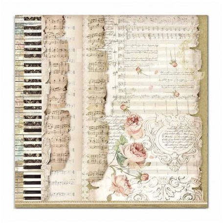Stamperia scrapbook papír - Zene - 2 oldalas - 31,5 x 30,5 cm - SBB-714