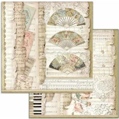   Stamperia scrapbook papír - Princess - Fans & Music - 2 oldalas - 31,5 x 30,5 cm - SBB-714