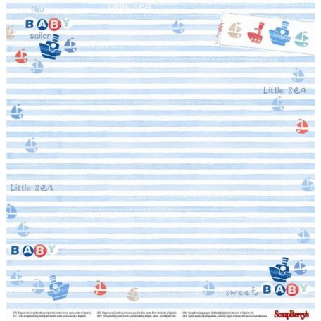 Scrap Berrys scrapbook papír - Little Sailor - 2 oldalas - 30,5 x 30,5 cm