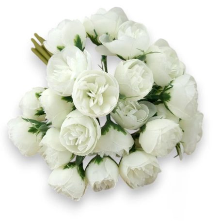 Mű olivia rózsa köteg - 9 szál  - Törtfehér - 29 cm