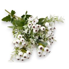 Mű zöld tűztövis bokor - 9 szál - Fehér - 45 cm 