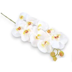   Mű orchidea-phalaenopsis szál  - Fehér cirmos bibés - 98 cm