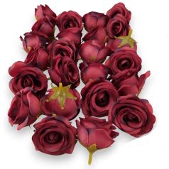 Dekor fejvirág - Rózsa - Bordó - 5 cm - 24 db/csomag