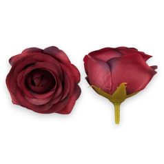 Dekor fejvirág - Rózsa - Bordó - 5 cm - 24 db/csomag