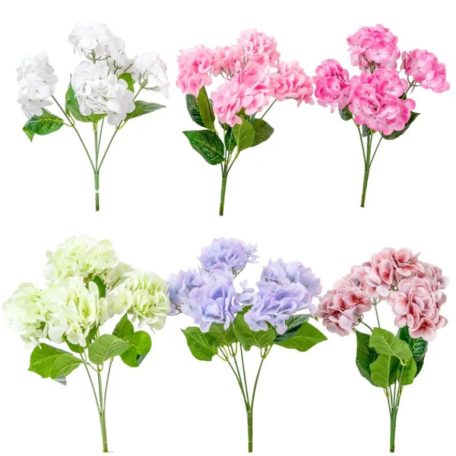 Hortenzia csokor gumi - 5 virágos mix - 44 cm 