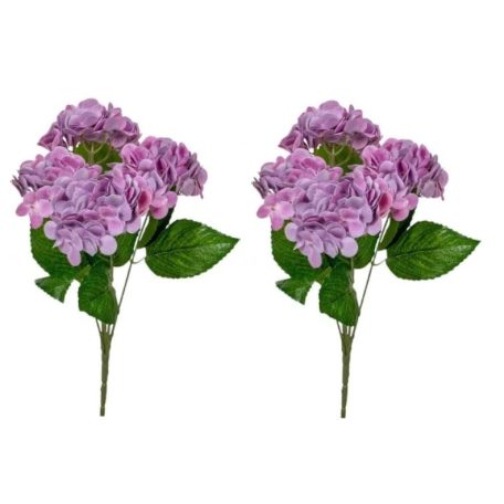  Hortenzia csokor - 5 virág - Lila - 44 cm 