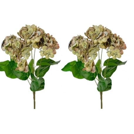 Hortenzia csokor - 5 virág - Zöld - 44 cm 