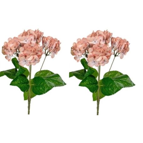 Hortenzia csokor - 5 virág - Barack - 44 cm