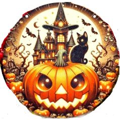 Nyomtatott fatábla - Halloween - 13 cm