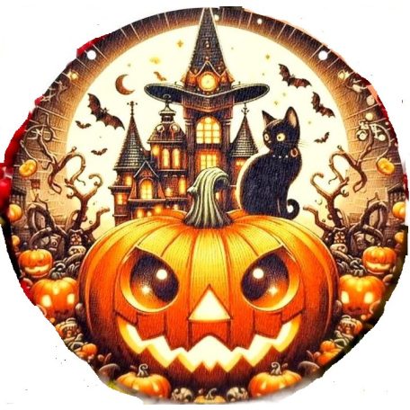 Nyomtatott fatábla - Halloween - 13 cm