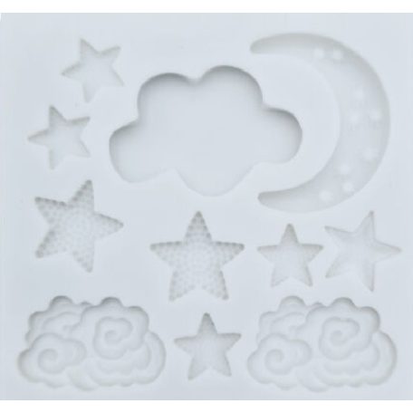 Szilikon forma - Felhő, csillag, hold - 9 x 8,4 cm