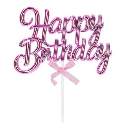 Torta dekor - Happy Birthday - Rózsaszín - 23 cm