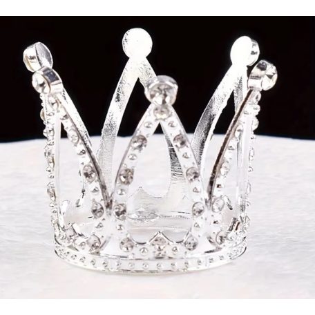 Tortadíszítő hercegnő korona - Ezüst - 4,5 x 3,5 cm