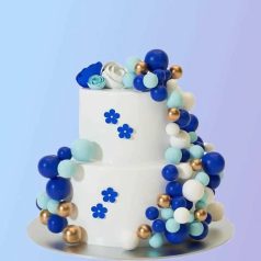 Torta gömb beszúró - Kék-fehér arany - 36 db-os szett