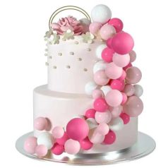 Torta gömb beszúró - Rózsaszín-fehér - 36 db-os